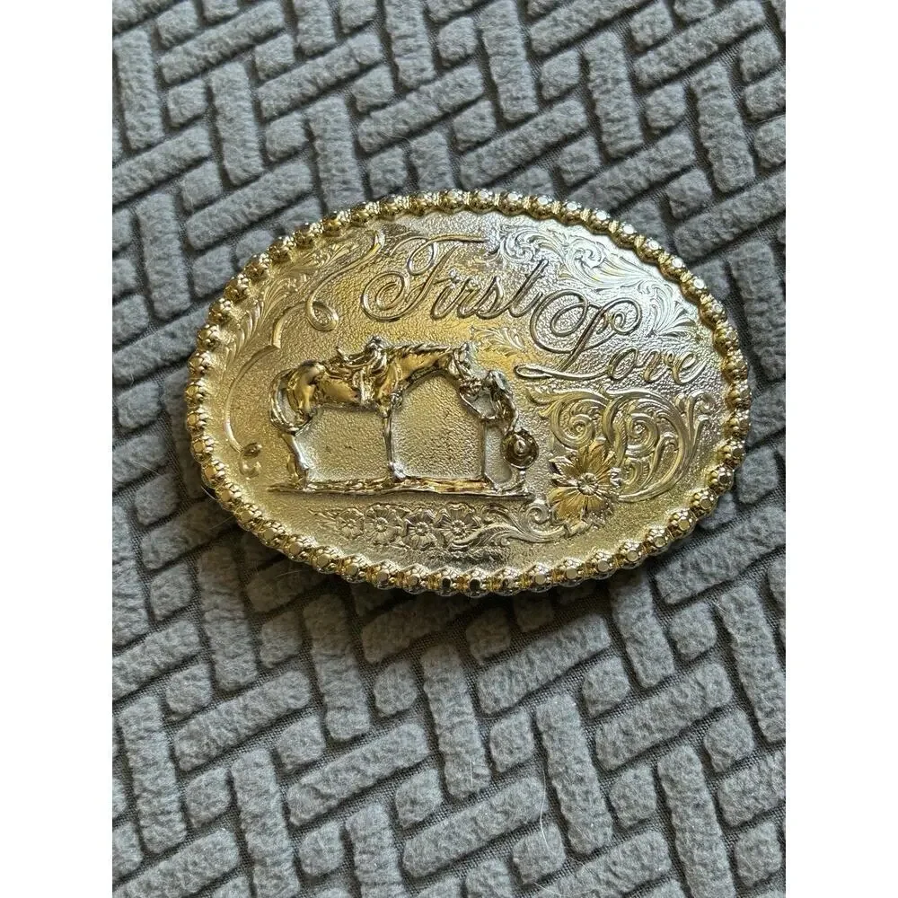 Montana Silversmiths First Love Girl & Horse Vintage Belt Buckle Cowgirl Western